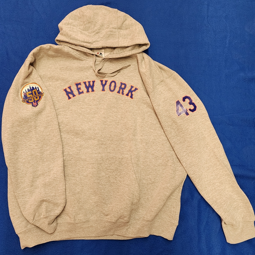 Majestic Gray MLB Mets RA Dickey 50th Anniversary Hoodie. NWOT.